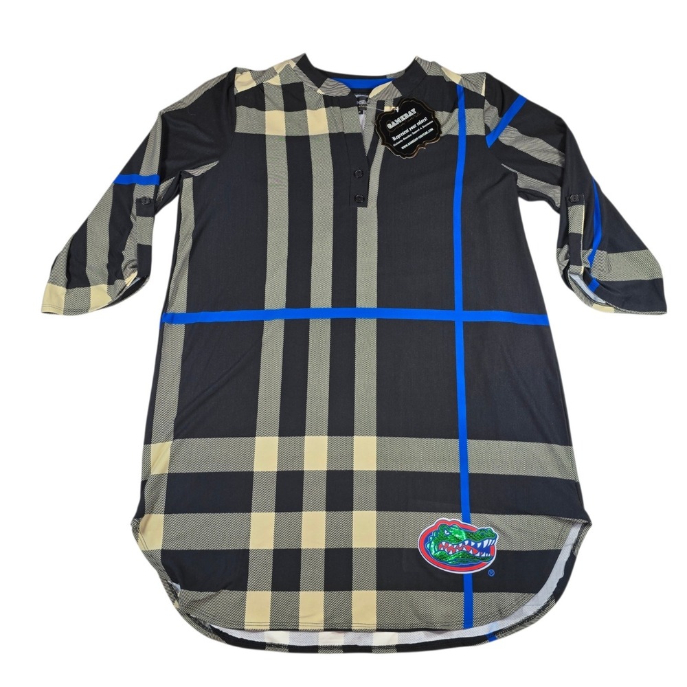 Florida Gators UF NCAA Gameday Couture Sequin Logo Black Plaid Dress- Women's M